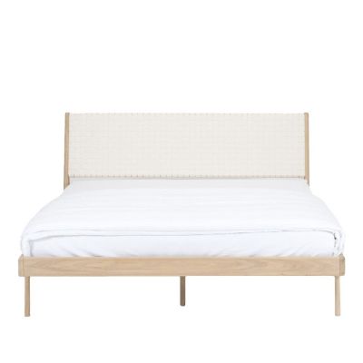 Pat matrimonial alb/în culoare naturală din lemn masiv de stejar 180x200 cm Fawn – Gazzda Pat matrimonial alb/în culoare naturală din lemn masiv de stejar 180x200 cm Fawn – Gazzda