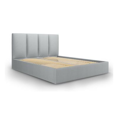 Pat matrimonial 180x200 cm gri tapițat cu spațiu de depozitare cu somieră Juniper – Mazzini Beds