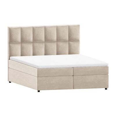 Pat boxspring bej cu spațiu de depozitare 200x200 cm Flip – Ropez