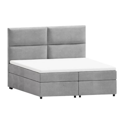 Pat boxspring gri deschis cu spațiu de depozitare 160x200 cm Rico – Ropez