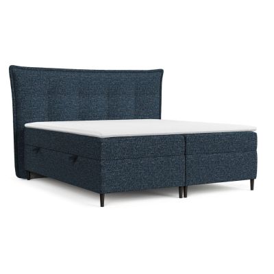 Pat boxspring albastru închis cu spațiu de depozitare 200x200 cm Sinai – Maison de Rêve