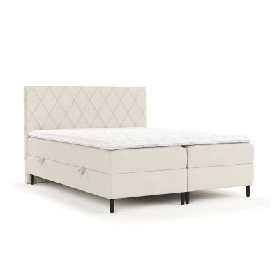 Pat boxspring bej cu spațiu de depozitare 160x200 cm Gwen – Maison de Rêve