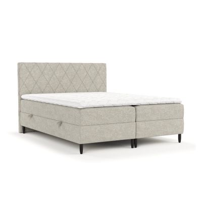 Pat boxspring gri/bej cu spațiu de depozitare 160x200 cm Gwen – Maison de Rêve