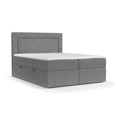 Pat boxspring gri cu spațiu de depozitare 140x200 cm Imagine – Maison de Rêve