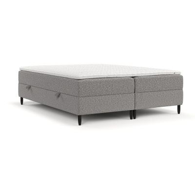 Pat boxspring gri cu spațiu de depozitare 140x200 cm Malte – Maison de Rêve