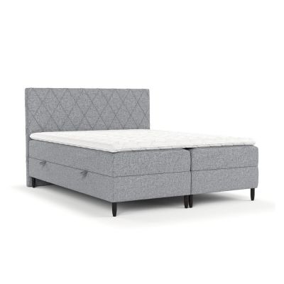 Pat boxspring gri cu spațiu de depozitare 180x200 cm Gwen – Maison de Rêve