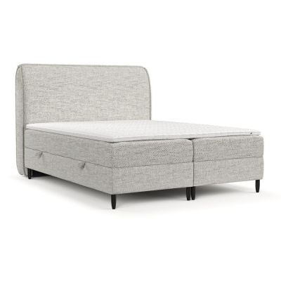 Pat boxspring gri deschis cu spațiu de depozitare 160x200 cm Melba – Maison de Rêve