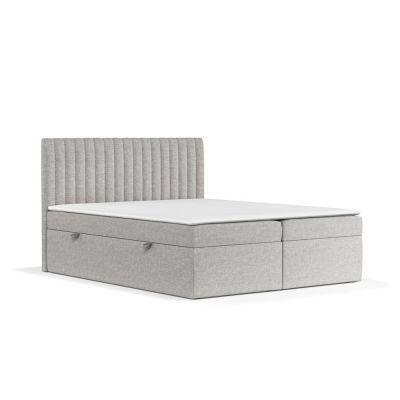 Pat boxspring gri deschis cu spațiu de depozitare 160x200 cm Spencer – Maison de Rêve