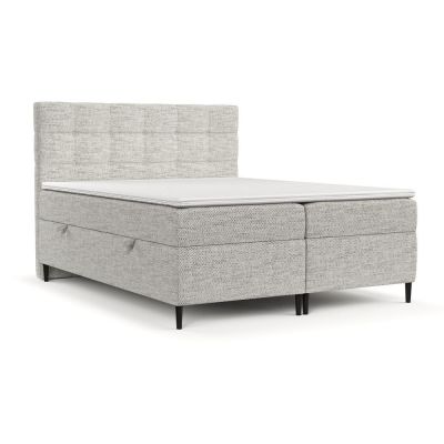 Pat boxspring gri deschis cu spațiu de depozitare 160x200 cm Urbaneo – Maison de Rêve