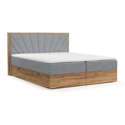 Pat boxspring gri/în culoare naturală cu spațiu de depozitare 180x200 cm Asahi – Maison de Rêve