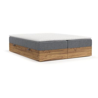 Pat boxspring gri/în culoare naturală cu spațiu de depozitare 200x200 cm Faro – Maison de Rêve