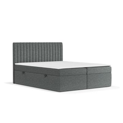 Pat boxspring gri închis cu spațiu de depozitare 140x200 cm Spencer – Maison de Rêve