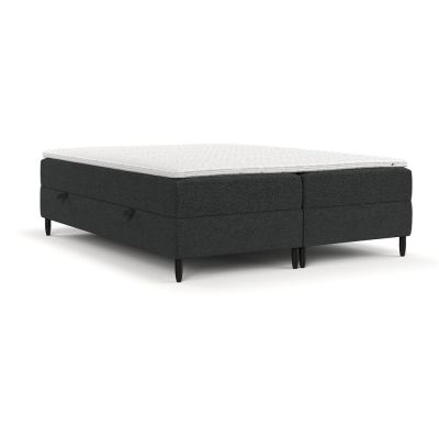 Pat boxspring gri închis cu spațiu de depozitare 160x200 cm Malte – Maison de Rêve