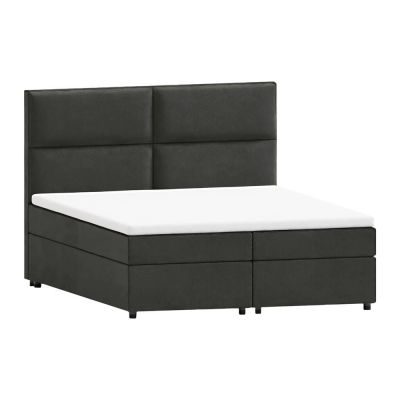 Pat boxspring gri închis cu spațiu de depozitare 160x200 cm Rico – Ropez