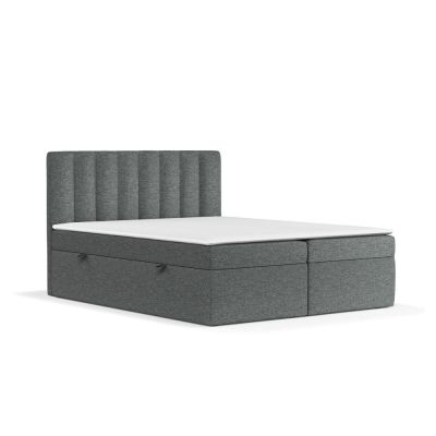 Pat boxspring gri închis cu spațiu de depozitare 180x200 cm Novento – Maison de Rêve