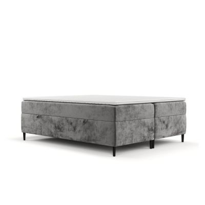 Pat boxspring gri închis cu spațiu de depozitare 200x200 cm Araya – Maison de Rêve