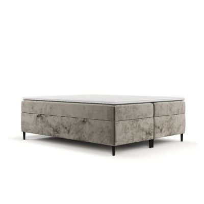 Pat boxspring maro deschis cu spațiu de depozitare 160x200 cm Araya – Maison de Rêve