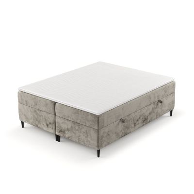 Pat boxspring maro deschis cu spațiu de depozitare 160x200 cm Araya – Maison de Rêve