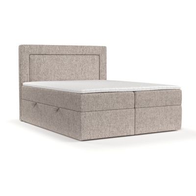 Pat boxspring maro deschis cu spațiu de depozitare 200x200 cm Imagine – Maison de Rêve