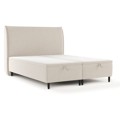 Pat matrimonial bej tapițat cu spațiu de depozitare 200x200 cm Pearl – Maison de Rêve