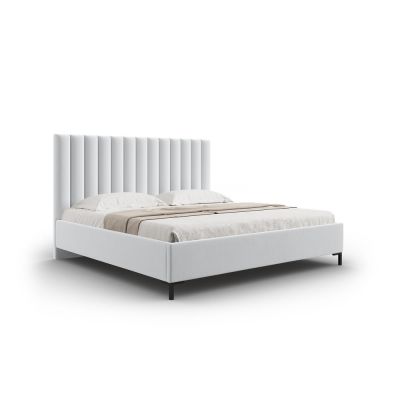 Pat matrimonial gri deschis tapițat cu spațiu de depozitare și somieră 160x200 cm Casey – Mazzini Beds