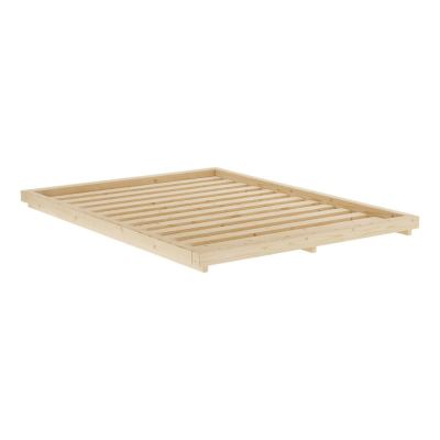 Pat matrimonial în culoare naturală din lemn masiv de pin cu somieră 140x200 cm Dock – Karup Design