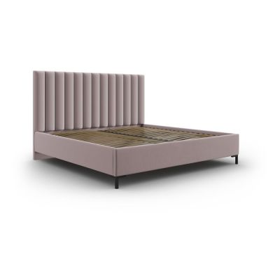 Pat matrimonial roz deschis tapițat cu spațiu de depozitare și somieră 140x200 cm Casey – Mazzini Beds