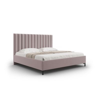 Pat matrimonial roz deschis tapițat cu spațiu de depozitare și somieră 140x200 cm Casey – Mazzini Beds