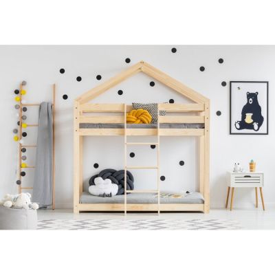 Pat supraetajat din lemn de pin în formă de căsuță 80x180 cm Mila DMP - Adeko Pat supraetajat din lemn de pin în formă de căsuță 80x180 cm Mila DMP - Adeko