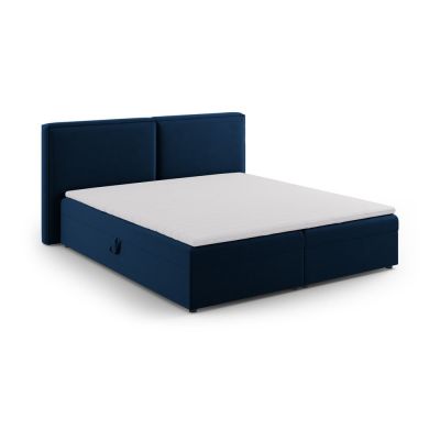 Pat boxspring albastru închis cu spațiu de depozitare 160x200 cm Arendal – Cosmopolitan Design