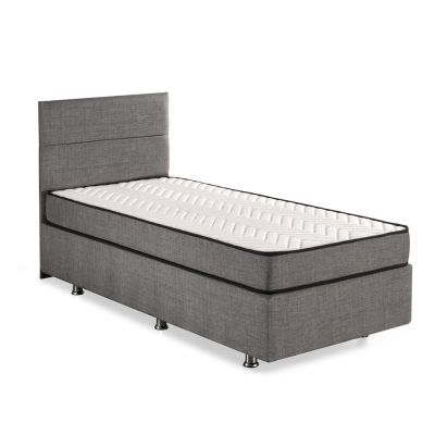 Pat gri tapițat cu spațiu de depozitare 100x200 cm Silver – Kalune Design