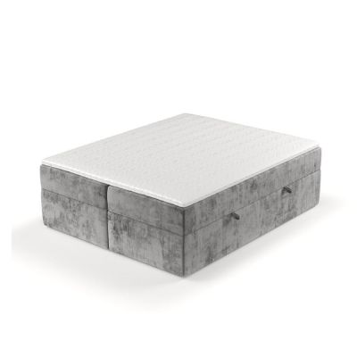 Pat boxspring gri cu spațiu de depozitare 140x200 cm Yoko – Maison de Rêve