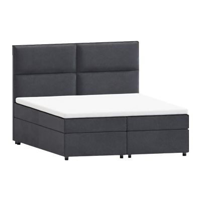 Pat boxspring gri cu spațiu de depozitare 160x200 cm Rico – Ropez