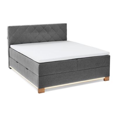 Pat boxspring gri cu spațiu de depozitare 180x200 cm Messina – Meise Möbel