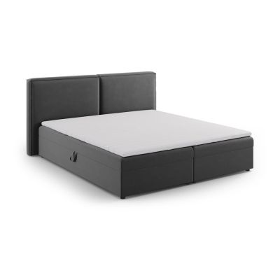 Pat boxspring gri închis cu spațiu de depozitare 160x200 cm Arendal – Cosmopolitan Design