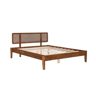 Pat în culoare naturală/maro închis din lemn de molid cu somieră 90x200 cm Izabelya – Kalune Design