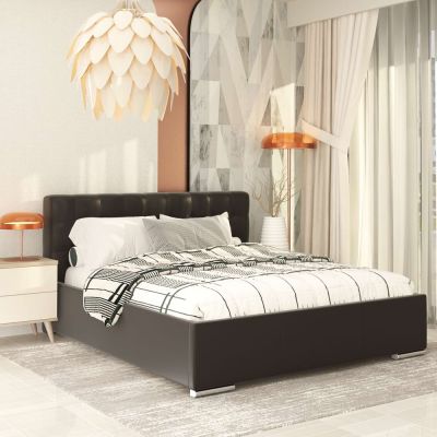 Pat tapitat GEORGIA Clasic, 160x200, somiera, piele eco Neagra