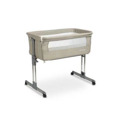 Patut co-sleeper, Caretero, Sleep2gether, Pana la 9 kg, Cu sistem de leganare, Cu setare unghiulara, Reglabil in 7 pozitii pe inaltime, Conform cu EN1130, 0-6 luni, Gri deschis