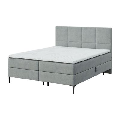 Pat boxspring gri cu spațiu de depozitare 180x200 cm Bufo – MESONICA