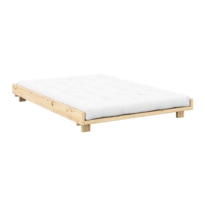 Pat matrimonial în culoare naturală din lemn de pin cu somieră 140x200 cm Social Bed – Karup Design