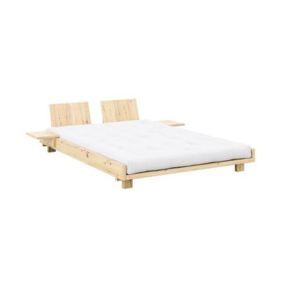 Pat matrimonial în culoare naturală din lemn de pin cu somieră 140x200 cm Social Bed – Karup Design