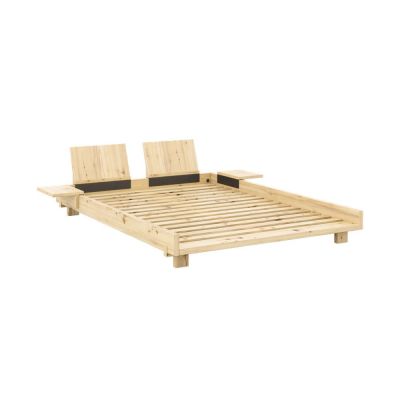 Pat matrimonial în culoare naturală din lemn de pin cu somieră 180x200 cm Social Bed – Karup Design