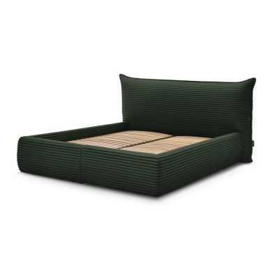 Pat matrimonial verde închis tapițat cu spațiu de depozitare cu somieră 160x200 cm Jade – Bobochic Paris