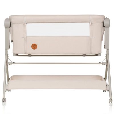 Patut co-sleeper Lionelo Leonie Plus pliabil cu sistem de leganare bej