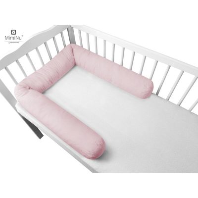 Aparatoare pentru patut, MimiNu, Tip rulou, Pentru patut, Lungime 180 cm, Din bumbac certificat Oeko Tex Standard 100, Colectia Royal, Powder Pink