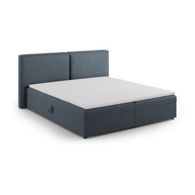 Pat boxspring albastru cu spațiu de depozitare 140x200 cm Arendal – Cosmopolitan Design