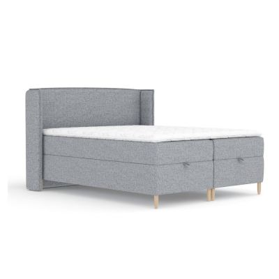 Pat boxspring gri cu spațiu de depozitare 180x200 cm Monpelli – Maison de Rêve