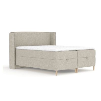 Pat boxspring gri deschis cu spațiu de depozitare 180x200 cm Monpelli – Maison de Rêve