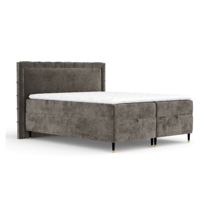 Pat boxspring gri închis cu spațiu de depozitare 160x200 cm Voyage – Maison de Rêve