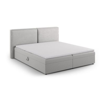 Pat boxspring gri deschis cu spațiu de depozitare 140x200 cm Arendal – Cosmopolitan Design